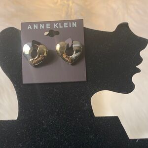 Anne Klein Metallic gold/silver Heart Earrings ( NWT)